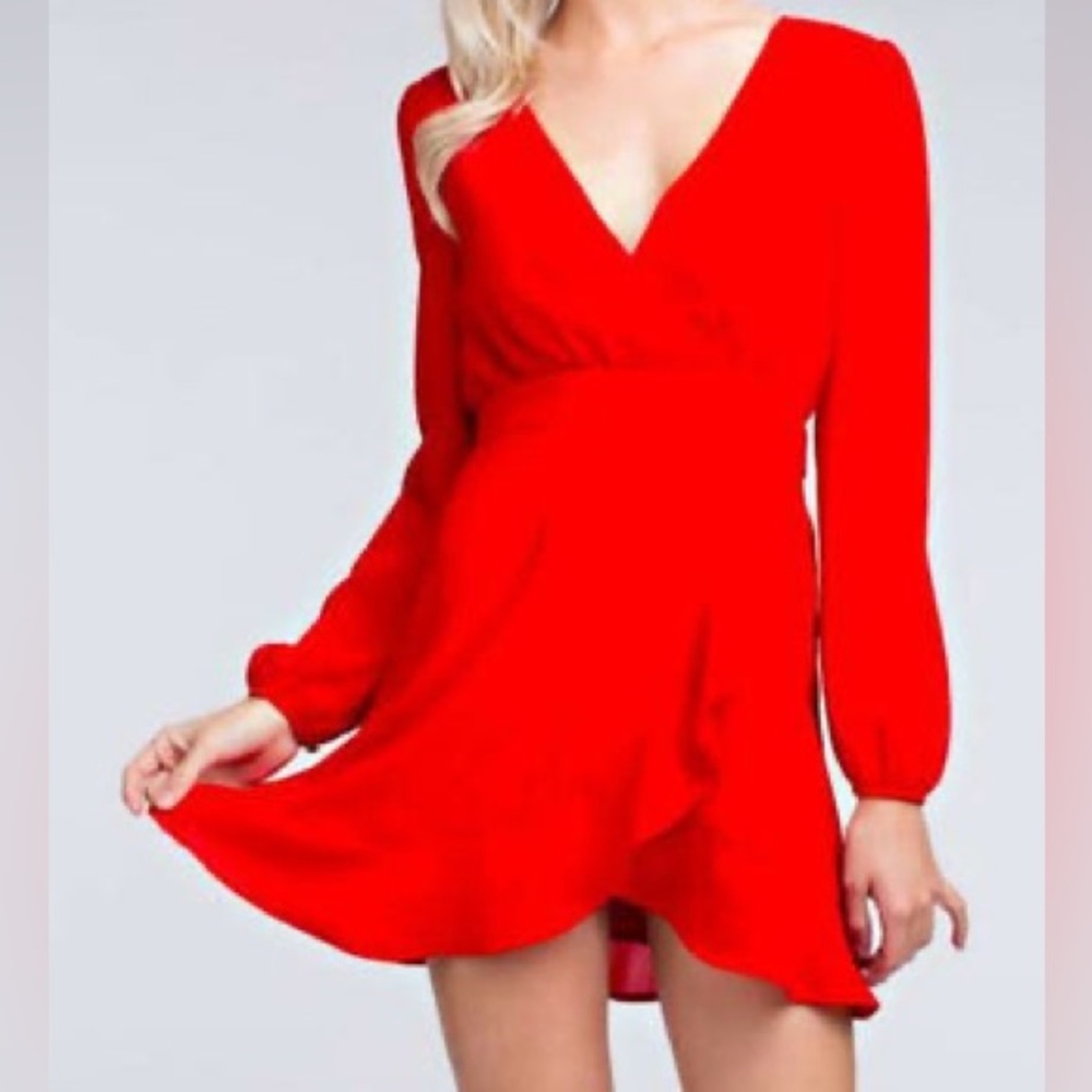 Honey Belle Vibrant Red Long Sleeve Dress